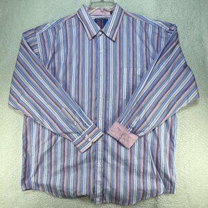 Brooklyn Xpress Shirt Mens Size 2XL Pink Striped Long Sleeve Vintage Excellent